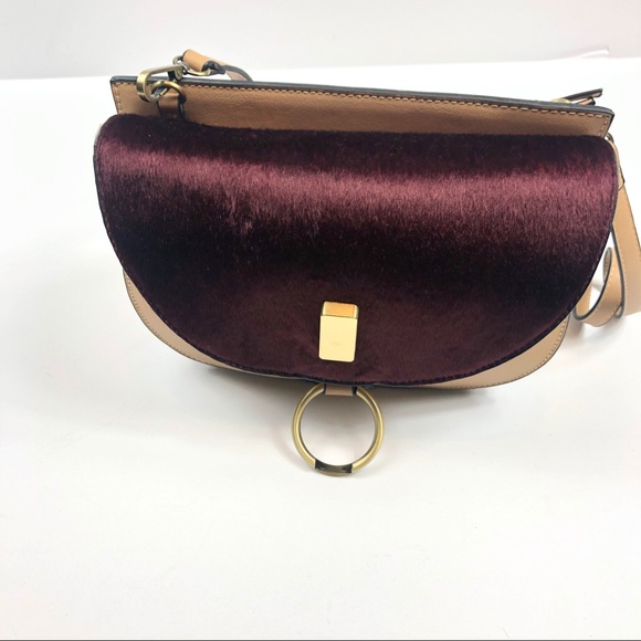 NWT VEGAN LEATHER & FUR NUDE CROSSBODY SATCHEL - Picture 3 of 8